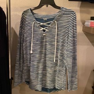 St Johns Bay long sleeve striped shirt size large